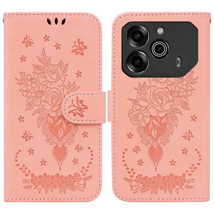 Butterfly Rose Embossed Leather Phone Case, For Tecno Pop 10 / Spark Go 2 4G, For Tecno Camon 40 Pro 4G, For Tecno Camon 40, For Tecno Pop 9 5G / Spark 30C 5G, For Tecno Camon 30S / Camon 30S Pro, For Tecno Spark 30 Pro, For Tecno Spark 30 4G          ...