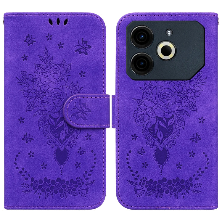 Butterfly Rose Embossed Leather Phone Case, For Tecno Pop 10 / Spark Go 2 4G, For Tecno Camon 40 Pro 4G, For Tecno Camon 40, For Tecno Pop 9 5G / Spark 30C 5G, For Tecno Camon 30S / Camon 30S Pro, For Tecno Spark 30 Pro, For Tecno Spark 30 4G          ...