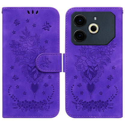 Butterfly Rose Embossed Leather Phone Case, For Tecno Pop 10 / Spark Go 2 4G, For Tecno Camon 40 Pro 4G, For Tecno Camon 40, For Tecno Pop 9 5G / Spark 30C 5G, For Tecno Camon 30S / Camon 30S Pro, For Tecno Spark 30 Pro, For Tecno Spark 30 4G          ...