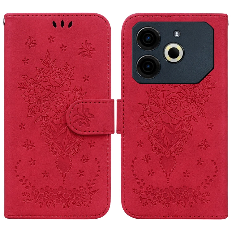Butterfly Rose Embossed Leather Phone Case, For Tecno Pop 10 / Spark Go 2 4G, For Tecno Camon 40 Pro 4G, For Tecno Camon 40, For Tecno Pop 9 5G / Spark 30C 5G, For Tecno Camon 30S / Camon 30S Pro, For Tecno Spark 30 Pro, For Tecno Spark 30 4G          ...