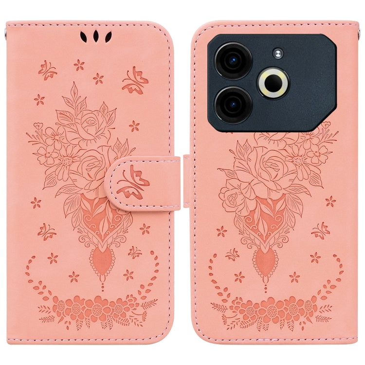 Butterfly Rose Embossed Leather Phone Case, For Tecno Pop 10 / Spark Go 2 4G, For Tecno Camon 40 Pro 4G, For Tecno Camon 40, For Tecno Pop 9 5G / Spark 30C 5G, For Tecno Camon 30S / Camon 30S Pro, For Tecno Spark 30 Pro, For Tecno Spark 30 4G          ...