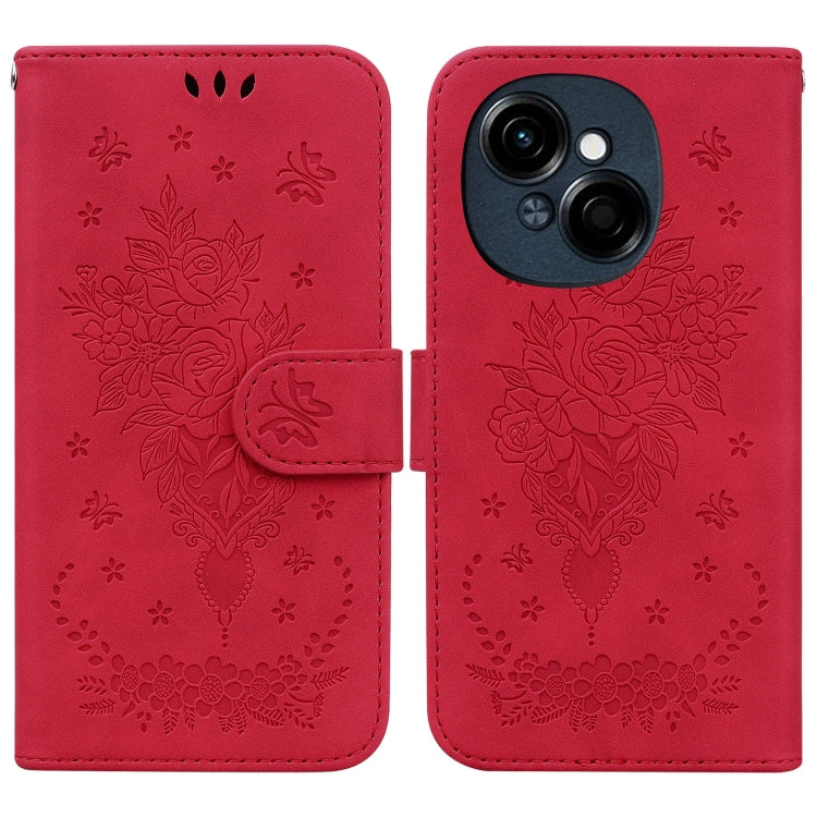 Butterfly Rose Embossed Leather Phone Case, For Tecno Pop 10 / Spark Go 2 4G, For Tecno Camon 40 Pro 4G, For Tecno Camon 40, For Tecno Pop 9 5G / Spark 30C 5G, For Tecno Camon 30S / Camon 30S Pro, For Tecno Spark 30 Pro, For Tecno Spark 30 4G          ...