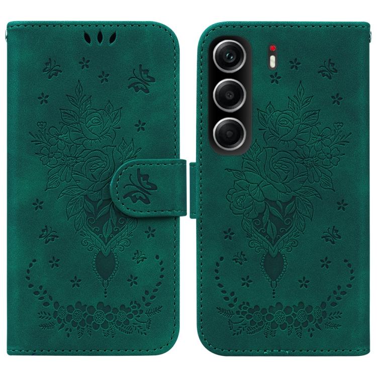 Butterfly Rose Embossed Leather Phone Case, For Tecno Pop 10 / Spark Go 2 4G, For Tecno Camon 40 Pro 4G, For Tecno Camon 40, For Tecno Pop 9 5G / Spark 30C 5G, For Tecno Camon 30S / Camon 30S Pro, For Tecno Spark 30 Pro, For Tecno Spark 30 4G          ...