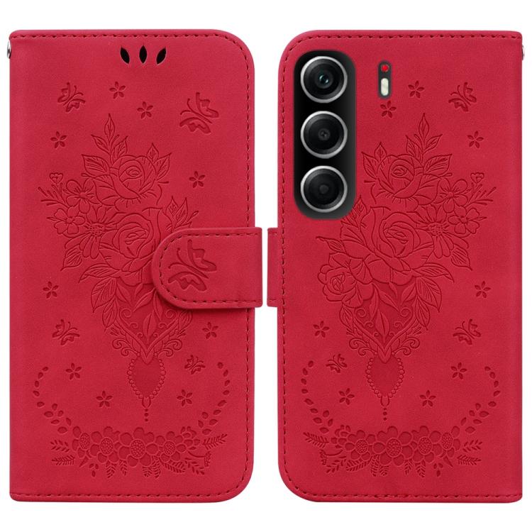 Butterfly Rose Embossed Leather Phone Case, For Tecno Pop 10 / Spark Go 2 4G, For Tecno Camon 40 Pro 4G, For Tecno Camon 40, For Tecno Pop 9 5G / Spark 30C 5G, For Tecno Camon 30S / Camon 30S Pro, For Tecno Spark 30 Pro, For Tecno Spark 30 4G          ...