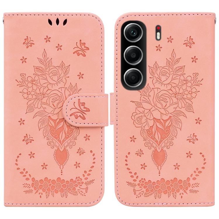 Butterfly Rose Embossed Leather Phone Case, For Tecno Pop 10 / Spark Go 2 4G, For Tecno Camon 40 Pro 4G, For Tecno Camon 40, For Tecno Pop 9 5G / Spark 30C 5G, For Tecno Camon 30S / Camon 30S Pro, For Tecno Spark 30 Pro, For Tecno Spark 30 4G          ...