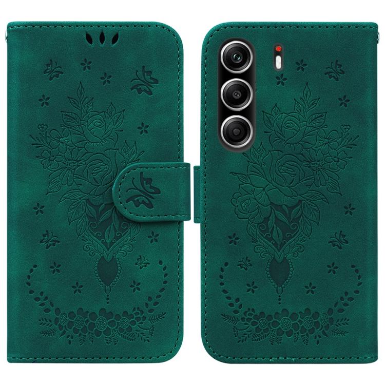 Butterfly Rose Embossed Leather Phone Case, For Tecno Pop 10 / Spark Go 2 4G, For Tecno Camon 40 Pro 4G, For Tecno Camon 40, For Tecno Pop 9 5G / Spark 30C 5G, For Tecno Camon 30S / Camon 30S Pro, For Tecno Spark 30 Pro, For Tecno Spark 30 4G          ...