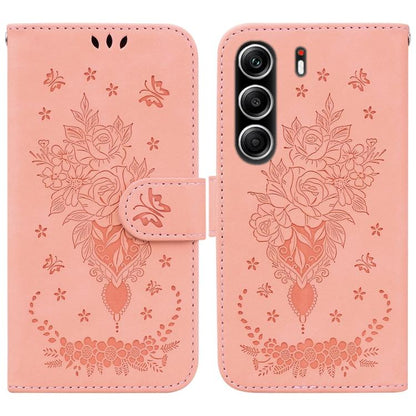 Butterfly Rose Embossed Leather Phone Case, For Tecno Pop 10 / Spark Go 2 4G, For Tecno Camon 40 Pro 4G, For Tecno Camon 40, For Tecno Pop 9 5G / Spark 30C 5G, For Tecno Camon 30S / Camon 30S Pro, For Tecno Spark 30 Pro, For Tecno Spark 30 4G          ...