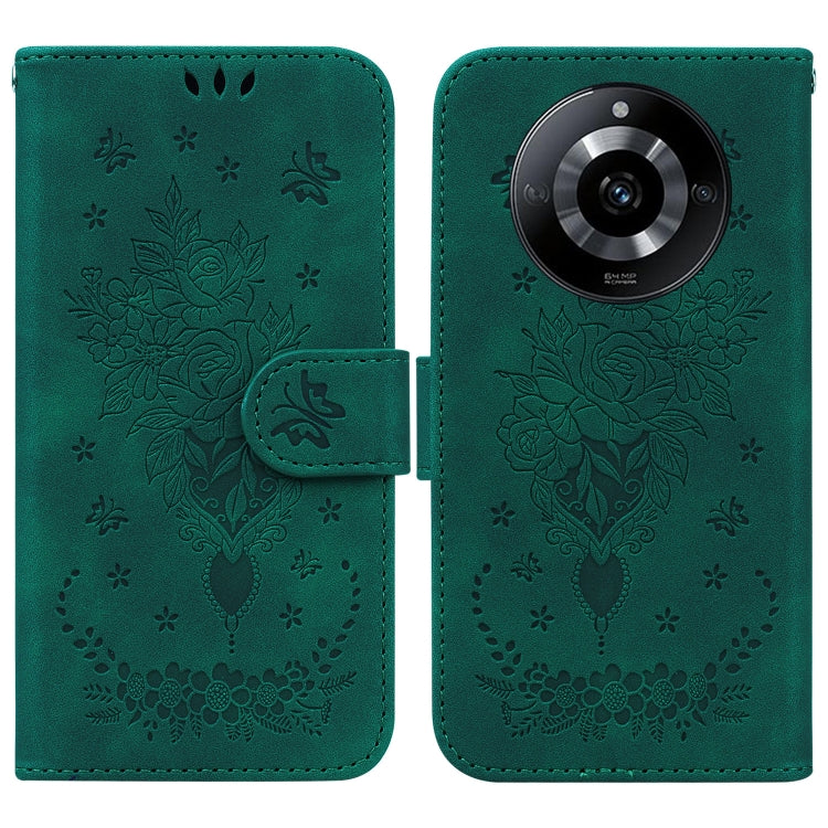 Butterfly Rose Embossed Leather Phone Case, For Realme 11 5G/Narzo 60 India Version, For Realme 11 5G Global, For Realme 11 Pro / 11 Pro+ / Narzo 60 Pro, For Realme C53 / Narzo N53, For Realme C65 4G