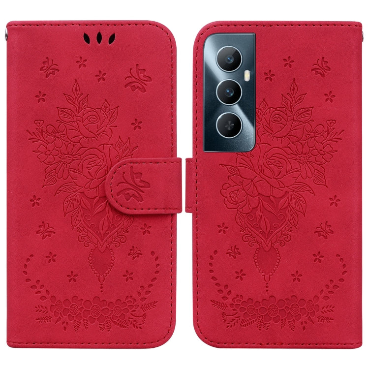 Butterfly Rose Embossed Leather Phone Case, For Realme 11 5G/Narzo 60 India Version, For Realme 11 5G Global, For Realme 11 Pro / 11 Pro+ / Narzo 60 Pro, For Realme C53 / Narzo N53, For Realme C65 4G