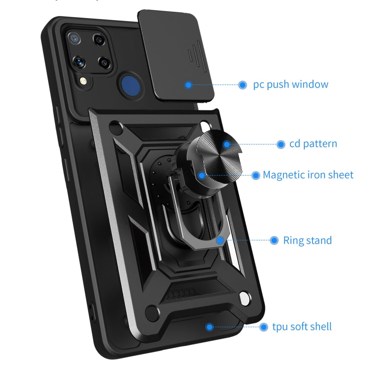 Sliding Camera Cover Design TPU+PC Phone Case, For Realme C25 / C15, For Realme 5 Pro, For Realme 5