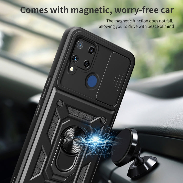 Sliding Camera Cover Design TPU+PC Phone Case, For Realme C25 / C15, For Realme 5 Pro, For Realme 5