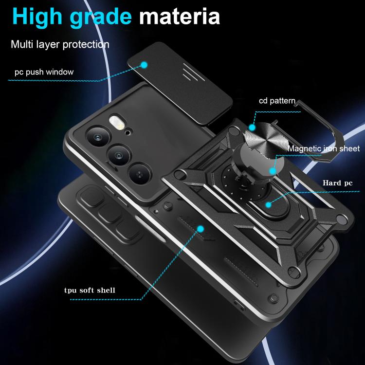 Sliding Camera Cover Design TPU+PC Phone Case, For Realme C75 4G / 14x 5G Global, For Realme 13+ 5G, For Realme 13 Pro / 13 Pro+ 5G, For Realme C61 / C63, For Realme 12 5G Global, For Realme 12+ 5G Global, For Realme 12 Pro / 12 Pro+ 5G                ...