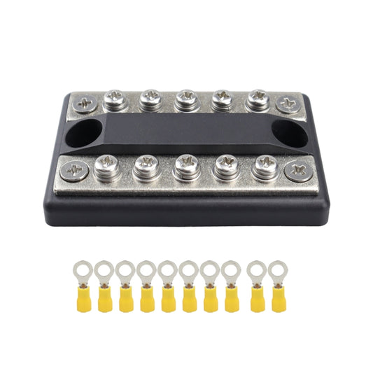 CP-4002 100A 48V RV Yacht Modified Double Row 5-way Busbar with 10pcs Terminals, CP-4002
