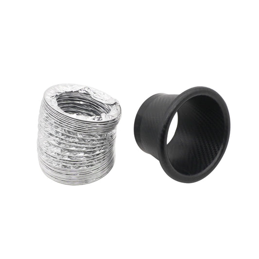 XH-UN099 Carbon Fiber Car Front Bumper Turbo Air Intake Inlet Pipe Air Funnel Kit, Round, Square