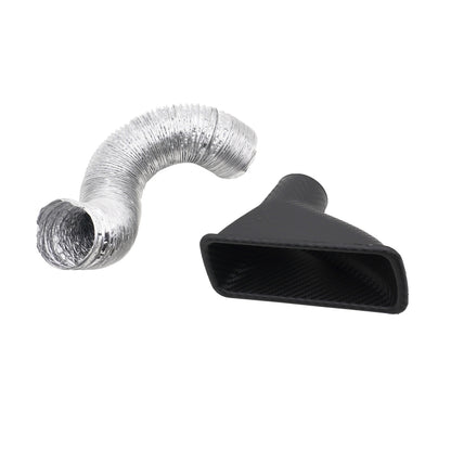 XH-UN099 Carbon Fiber Car Front Bumper Turbo Air Intake Inlet Pipe Air Funnel Kit, Round, Square