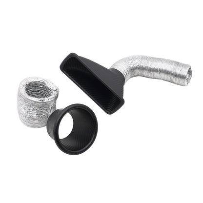 XH-UN099 Carbon Fiber Car Front Bumper Turbo Air Intake Inlet Pipe Air Funnel Kit, Round, Square