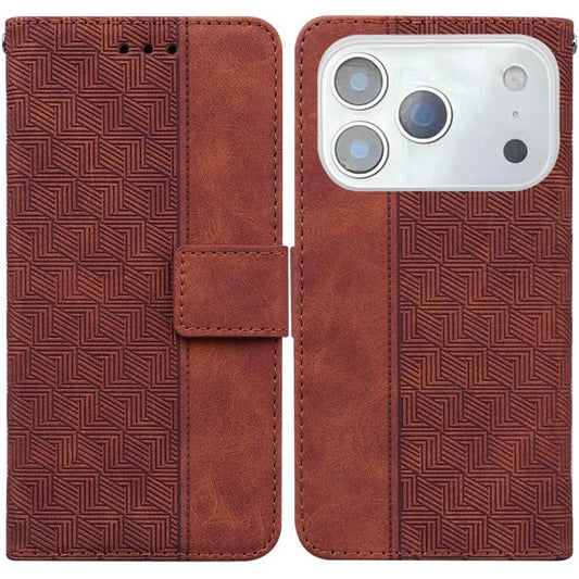 Geometric Embossed Leather Phone Case, For iPhone 18 Pro / 17 Pro, For iPhone 18 Pro Max / 17 Pro Max, For iPhone 17e / 16e, For iPhone 17, For iPhone Air, For iPhone 16 Pro Max, For iPhone 16 Pro, For iPhone 16 Plus, For iPhone 16, For iPhone 15 Pro M...