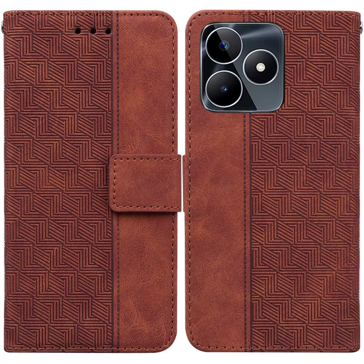 Geometric Embossed Leather Phone Case, For Realme 12 Pro+ Global, For Realme C67 4G Global, For Realme 11 4G Global, For Realme 11 5G/Narzo 60 India Version, For Realme 11 5G Global, For Realme 11 Pro / 11 Pro+ / Narzo 60 Pro, For Realme C53 / Narzo N5...