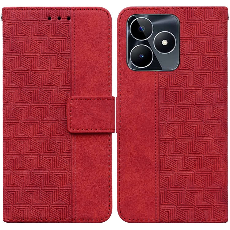 Geometric Embossed Leather Phone Case, For Realme 12 Pro+ Global, For Realme C67 4G Global, For Realme 11 4G Global, For Realme 11 5G/Narzo 60 India Version, For Realme 11 5G Global, For Realme 11 Pro / 11 Pro+ / Narzo 60 Pro, For Realme C53 / Narzo N5...
