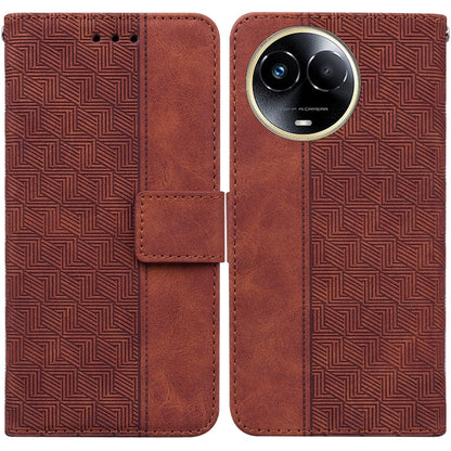 Geometric Embossed Leather Phone Case, For Realme 12 Pro+ Global, For Realme C67 4G Global, For Realme 11 4G Global, For Realme 11 5G/Narzo 60 India Version, For Realme 11 5G Global, For Realme 11 Pro / 11 Pro+ / Narzo 60 Pro, For Realme C53 / Narzo N5...