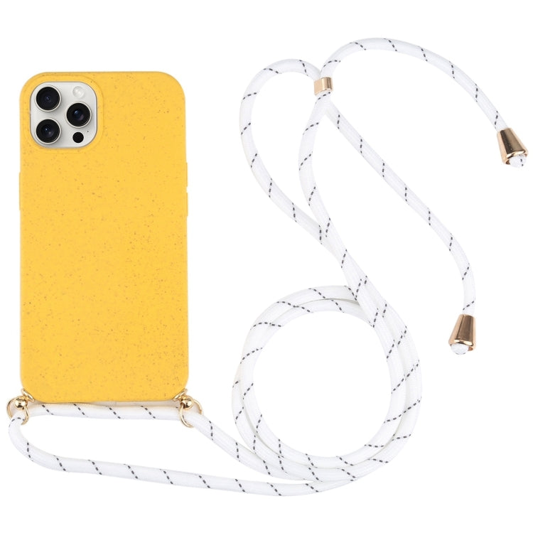 Wheat Straw TPU Shockproof Phone Case with Neck Lanyard, For iPhone 16 Pro Max, For iPhone 16 Pro, For iPhone 16 Plus, For iPhone 16, For iPhone 15 Pro Max, For iPhone 15 Pro, For iPhone 15 Plus, For iPhone 15