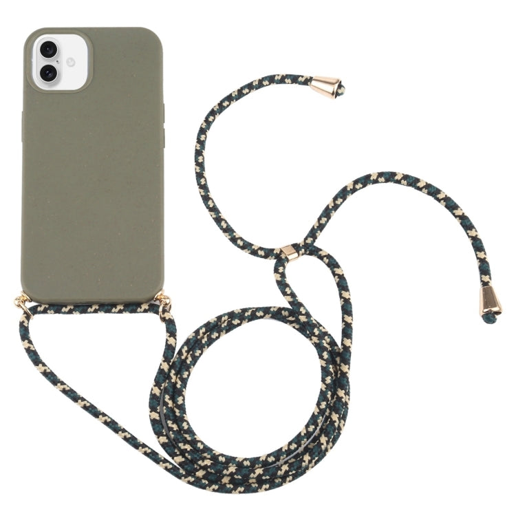 Wheat Straw TPU Shockproof Phone Case with Neck Lanyard, For iPhone 16 Pro Max, For iPhone 16 Pro, For iPhone 16 Plus, For iPhone 16, For iPhone 15 Pro Max, For iPhone 15 Pro, For iPhone 15 Plus, For iPhone 15