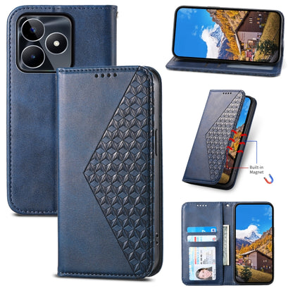 Cubic Grid Calf Texture Magnetic Leather Phone Case, For Realme C100 4G, For Realme 16 5G, For Realme C85 5G / Realme 15x 5G, For Realme C85 Pro 4G, For Realme 14 Pro+, For Realme 14 Pro, For Realme C75 / Realme 14x, For Realme 13+                     ...