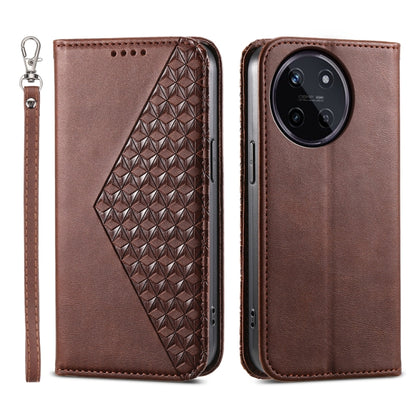Cubic Grid Calf Texture Magnetic Leather Phone Case, For Realme C100 4G, For Realme 16 5G, For Realme C85 5G / Realme 15x 5G, For Realme C85 Pro 4G, For Realme 14 Pro+, For Realme 14 Pro, For Realme C75 / Realme 14x, For Realme 13+                     ...