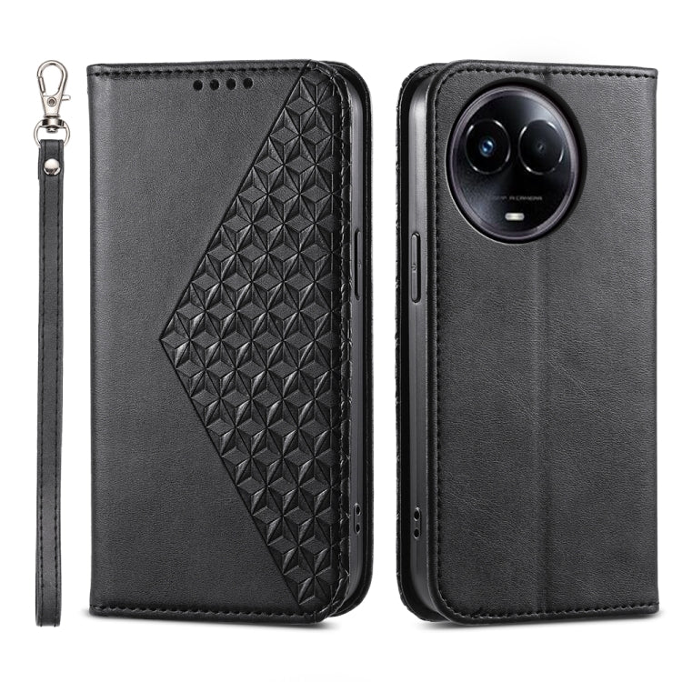Cubic Grid Calf Texture Magnetic Leather Phone Case, For Realme C100 4G, For Realme 16 5G, For Realme C85 5G / Realme 15x 5G, For Realme C85 Pro 4G, For Realme 14 Pro+, For Realme 14 Pro, For Realme C75 / Realme 14x, For Realme 13+                     ...