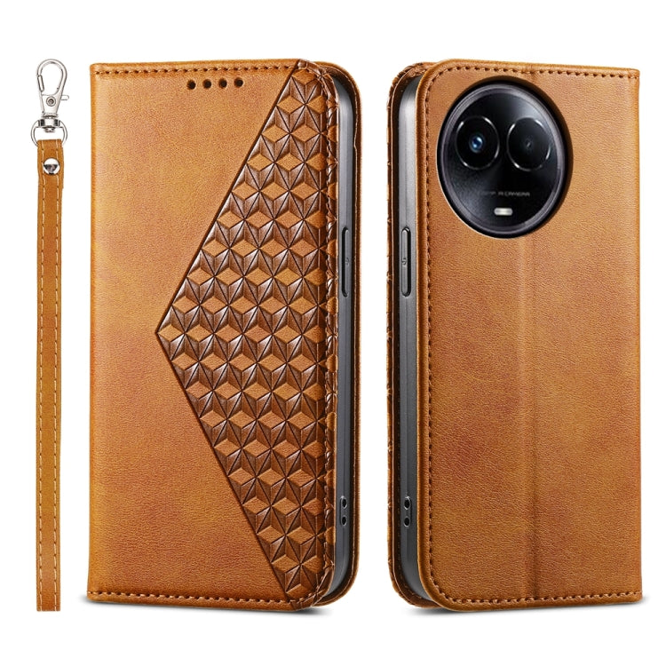 Cubic Grid Calf Texture Magnetic Leather Phone Case, For Realme C100 4G, For Realme 16 5G, For Realme C85 5G / Realme 15x 5G, For Realme C85 Pro 4G, For Realme 14 Pro+, For Realme 14 Pro, For Realme C75 / Realme 14x, For Realme 13+                     ...