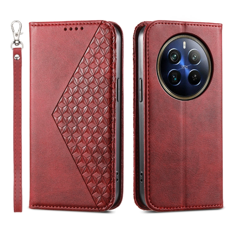 Cubic Grid Calf Texture Magnetic Leather Phone Case, For Realme C100 4G, For Realme 16 5G, For Realme C85 5G / Realme 15x 5G, For Realme C85 Pro 4G, For Realme 14 Pro+, For Realme 14 Pro, For Realme C75 / Realme 14x, For Realme 13+                     ...