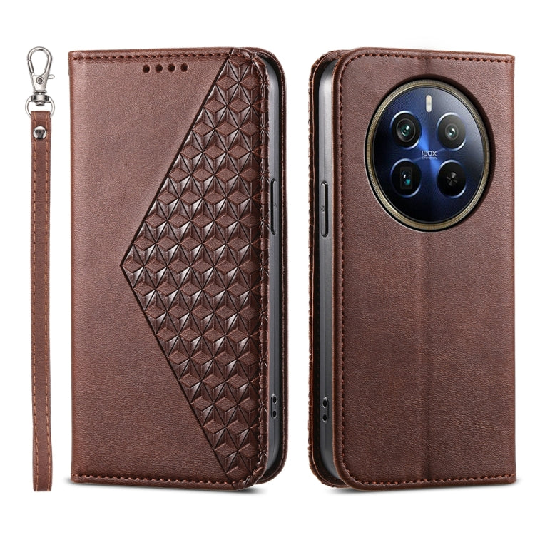 Cubic Grid Calf Texture Magnetic Leather Phone Case, For Realme C100 4G, For Realme 16 5G, For Realme C85 5G / Realme 15x 5G, For Realme C85 Pro 4G, For Realme 14 Pro+, For Realme 14 Pro, For Realme C75 / Realme 14x, For Realme 13+                     ...