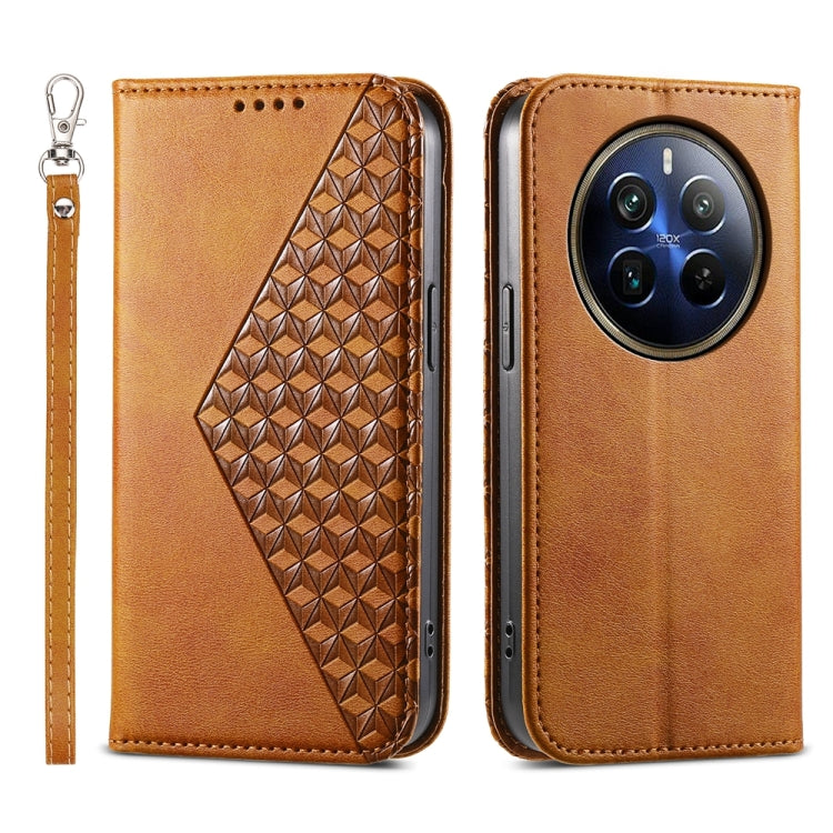 Cubic Grid Calf Texture Magnetic Leather Phone Case, For Realme C100 4G, For Realme 16 5G, For Realme C85 5G / Realme 15x 5G, For Realme C85 Pro 4G, For Realme 14 Pro+, For Realme 14 Pro, For Realme C75 / Realme 14x, For Realme 13+                     ...