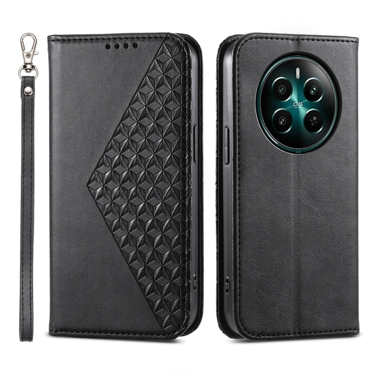 Cubic Grid Calf Texture Magnetic Leather Phone Case, For Realme C100 4G, For Realme 16 5G, For Realme C85 5G / Realme 15x 5G, For Realme C85 Pro 4G, For Realme 14 Pro+, For Realme 14 Pro, For Realme C75 / Realme 14x, For Realme 13+                     ...