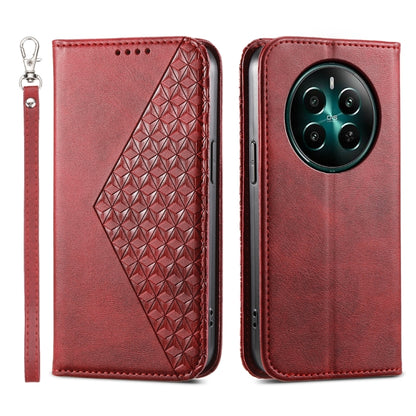 Cubic Grid Calf Texture Magnetic Leather Phone Case, For Realme C100 4G, For Realme 16 5G, For Realme C85 5G / Realme 15x 5G, For Realme C85 Pro 4G, For Realme 14 Pro+, For Realme 14 Pro, For Realme C75 / Realme 14x, For Realme 13+                     ...