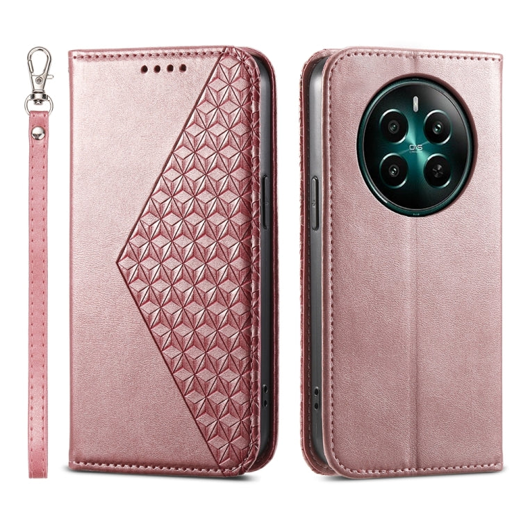 Cubic Grid Calf Texture Magnetic Leather Phone Case, For Realme C100 4G, For Realme 16 5G, For Realme C85 5G / Realme 15x 5G, For Realme C85 Pro 4G, For Realme 14 Pro+, For Realme 14 Pro, For Realme C75 / Realme 14x, For Realme 13+                     ...