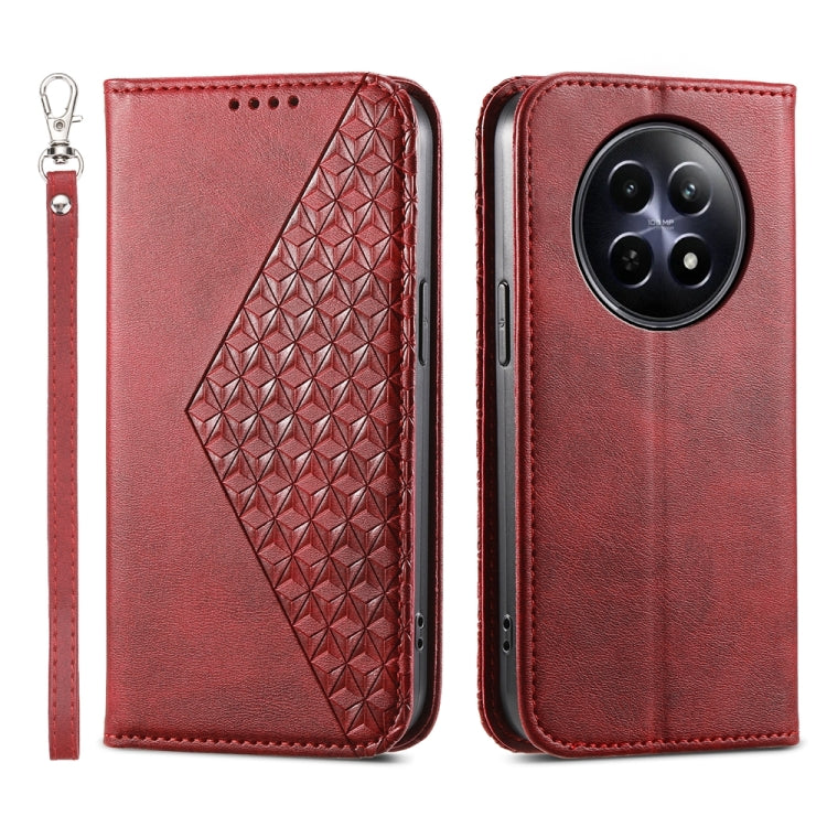 Cubic Grid Calf Texture Magnetic Leather Phone Case, For Realme C100 4G, For Realme 16 5G, For Realme C85 5G / Realme 15x 5G, For Realme C85 Pro 4G, For Realme 14 Pro+, For Realme 14 Pro, For Realme C75 / Realme 14x, For Realme 13+                     ...