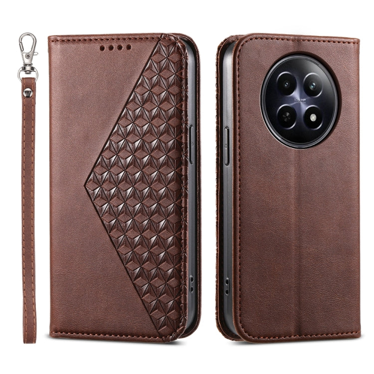 Cubic Grid Calf Texture Magnetic Leather Phone Case, For Realme C100 4G, For Realme 16 5G, For Realme C85 5G / Realme 15x 5G, For Realme C85 Pro 4G, For Realme 14 Pro+, For Realme 14 Pro, For Realme C75 / Realme 14x, For Realme 13+                     ...