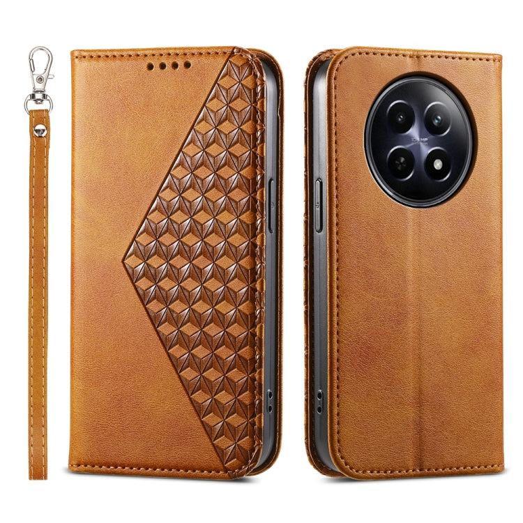 Cubic Grid Calf Texture Magnetic Leather Phone Case, For Realme C100 4G, For Realme 16 5G, For Realme C85 5G / Realme 15x 5G, For Realme C85 Pro 4G, For Realme 14 Pro+, For Realme 14 Pro, For Realme C75 / Realme 14x, For Realme 13+                     ...