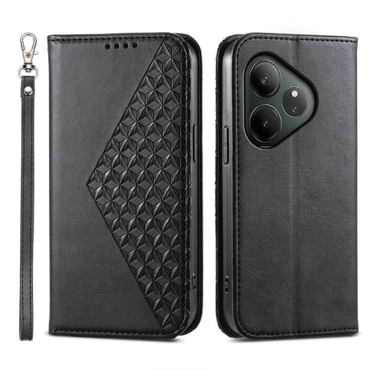 Cubic Grid Calf Texture Magnetic Leather Phone Case, For Realme C100 4G, For Realme 16 5G, For Realme C85 5G / Realme 15x 5G, For Realme C85 Pro 4G, For Realme 14 Pro+, For Realme 14 Pro, For Realme C75 / Realme 14x, For Realme 13+                     ...
