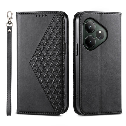 Cubic Grid Calf Texture Magnetic Leather Phone Case, For Realme C100 4G, For Realme 16 5G, For Realme C85 5G / Realme 15x 5G, For Realme C85 Pro 4G, For Realme 14 Pro+, For Realme 14 Pro, For Realme C75 / Realme 14x, For Realme 13+                     ...