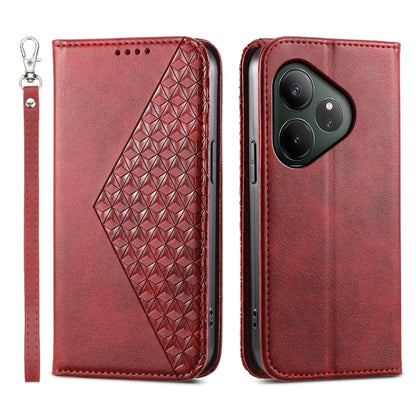 Cubic Grid Calf Texture Magnetic Leather Phone Case, For Realme C100 4G, For Realme 16 5G, For Realme C85 5G / Realme 15x 5G, For Realme C85 Pro 4G, For Realme 14 Pro+, For Realme 14 Pro, For Realme C75 / Realme 14x, For Realme 13+                     ...