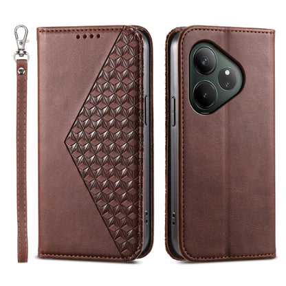 Cubic Grid Calf Texture Magnetic Leather Phone Case, For Realme C100 4G, For Realme 16 5G, For Realme C85 5G / Realme 15x 5G, For Realme C85 Pro 4G, For Realme 14 Pro+, For Realme 14 Pro, For Realme C75 / Realme 14x, For Realme 13+                     ...