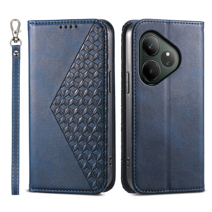 Cubic Grid Calf Texture Magnetic Leather Phone Case, For Realme C100 4G, For Realme 16 5G, For Realme C85 5G / Realme 15x 5G, For Realme C85 Pro 4G, For Realme 14 Pro+, For Realme 14 Pro, For Realme C75 / Realme 14x, For Realme 13+                     ...