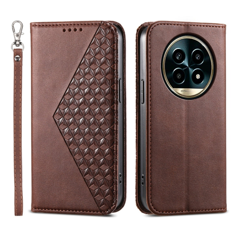 Cubic Grid Calf Texture Magnetic Leather Phone Case, For Realme C100 4G, For Realme 16 5G, For Realme C85 5G / Realme 15x 5G, For Realme C85 Pro 4G, For Realme 14 Pro+, For Realme 14 Pro, For Realme C75 / Realme 14x, For Realme 13+                     ...