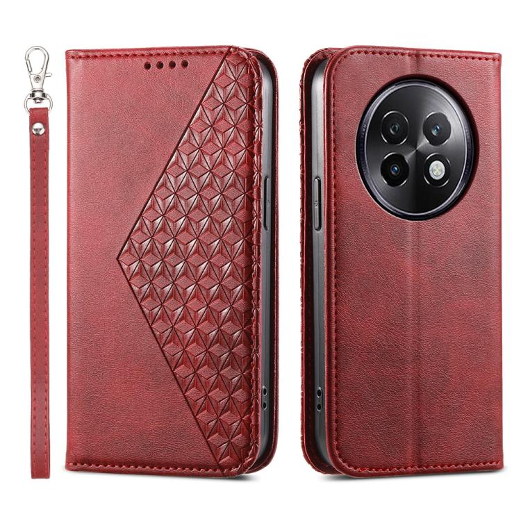 Cubic Grid Calf Texture Magnetic Leather Phone Case, For Realme C100 4G, For Realme 16 5G, For Realme C85 5G / Realme 15x 5G, For Realme C85 Pro 4G, For Realme 14 Pro+, For Realme 14 Pro, For Realme C75 / Realme 14x, For Realme 13+                     ...