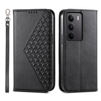 Cubic Grid Calf Texture Magnetic Leather Phone Case, For Realme C100 4G, For Realme 16 5G, For Realme C85 5G / Realme 15x 5G, For Realme C85 Pro 4G, For Realme 14 Pro+, For Realme 14 Pro, For Realme C75 / Realme 14x, For Realme 13+                     ...