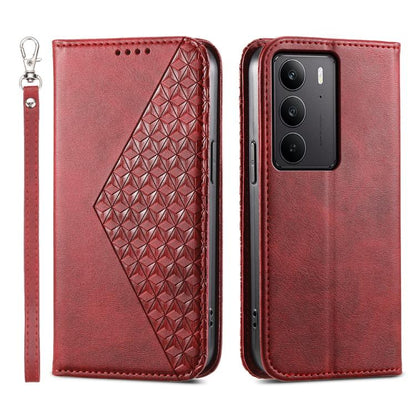 Cubic Grid Calf Texture Magnetic Leather Phone Case, For Realme C100 4G, For Realme 16 5G, For Realme C85 5G / Realme 15x 5G, For Realme C85 Pro 4G, For Realme 14 Pro+, For Realme 14 Pro, For Realme C75 / Realme 14x, For Realme 13+                     ...