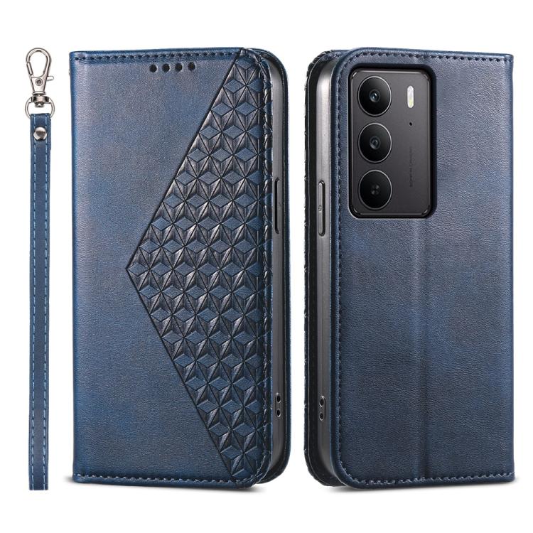 Cubic Grid Calf Texture Magnetic Leather Phone Case, For Realme C100 4G, For Realme 16 5G, For Realme C85 5G / Realme 15x 5G, For Realme C85 Pro 4G, For Realme 14 Pro+, For Realme 14 Pro, For Realme C75 / Realme 14x, For Realme 13+                     ...
