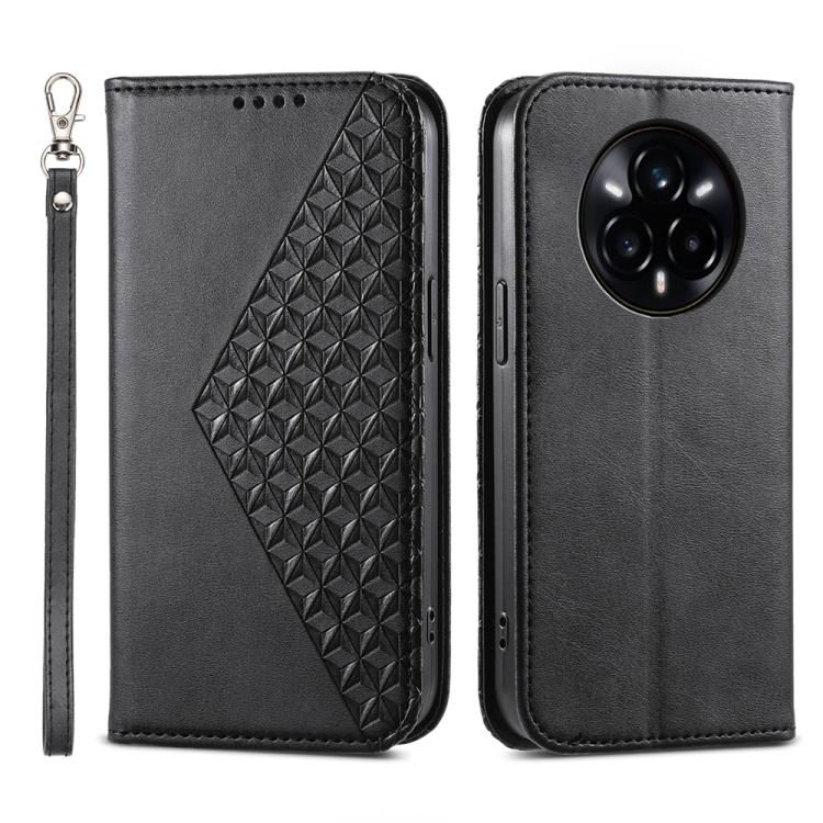 Cubic Grid Calf Texture Magnetic Leather Phone Case, For Realme C100 4G, For Realme 16 5G, For Realme C85 5G / Realme 15x 5G, For Realme C85 Pro 4G, For Realme 14 Pro+, For Realme 14 Pro, For Realme C75 / Realme 14x, For Realme 13+                     ...